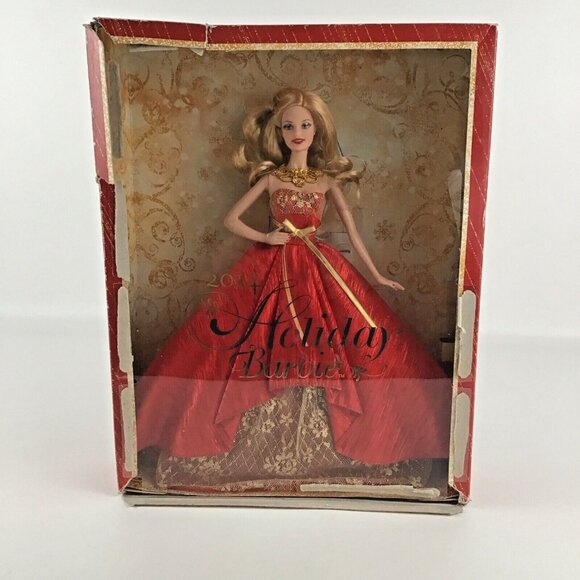 Barbie Collector 2014 Holiday Barbie Fashion Doll Red Gold...